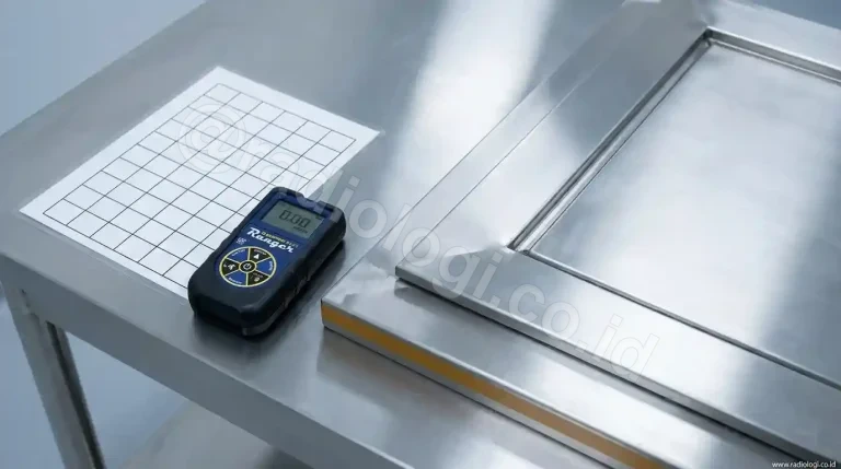 Detektor surveymeter radiasi terkalibrasi untuk pengujian kebocoran ruangan radiologi