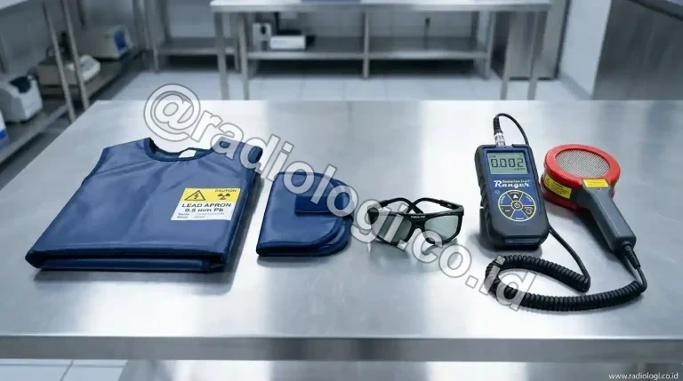 Alat Pelindung Diri Apron Timbal, Kacamata Pb, dan Thyroid Shield Ruang Radiologi